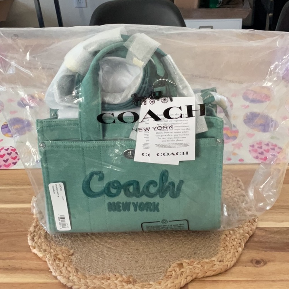 Coach Teal Canvas Tote Bag - Picture 6 of 6